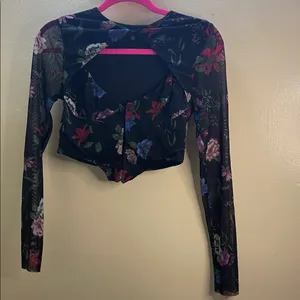 NWT AFRM X Revolve Macie Floral Mesh Cutout Corset Top size Small thumbnail 5
