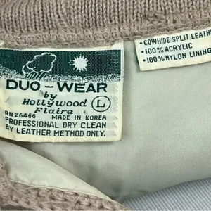 Vintage 70’s Duo Wear Leather Cow Hide Hooded Jacket Tan L thumbnail 5