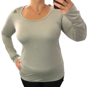 Reebok (M) Gray Long Sleeve Back Cut Out Detail Athletic Exercise Top Tee Shirt thumbnail 3