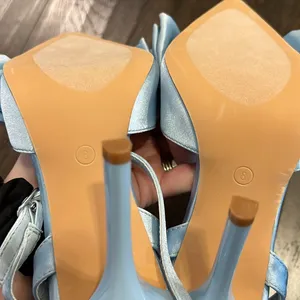 NWOT Lulus Light Blue Satin Rhinestone Bow Stiletto Heels thumbnail 9
