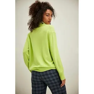 NWT!! FREE PEOPLE Treasure Turtleneck Cashmere Sweater Lime Punch Knit Large thumbnail 8