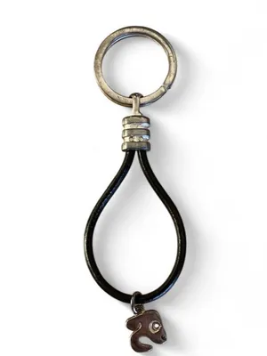 Elephant Charm Black Leather Loop Keychain thumbnail 2