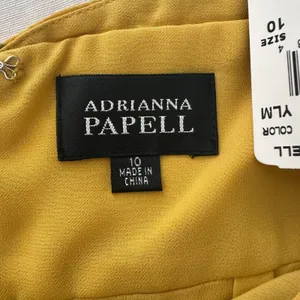 Adrianna Papell Size-10 Women's Midi Dress Halter‎ Yellow Floral Silk $160 thumbnail 3