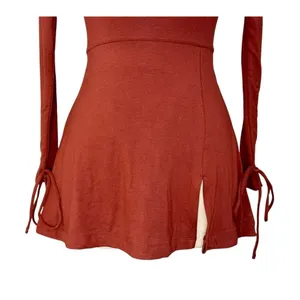OH POLLY AMRYN Long Sleeve A-Line Mini Dress in Brick Sexy Inner Bodysuit Sz 2 thumbnail 6