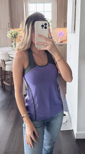 VOGO Athletica Purple and Gray Tank Top (Size Small) thumbnail 1