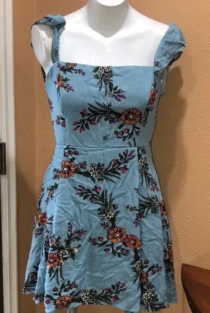 Lulus blue floral short dress thumbnail 1
