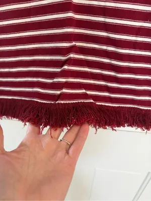 kate spade Burgundy & White Striped Long-Sleeve Top with Fringe thumbnail 3