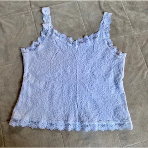 Arianne Victoria Y2K 90s Ivory Lace Trim Floral Jacquard Cami XL Vintage Glam thumbnail 6