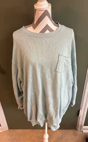 aerie Light Mint Green Pocket Sweatshirt thumbnail 1