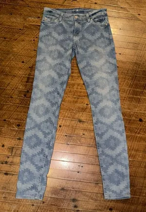 7 for All Mankind Aztec southwest blue luxe 26 skinny jeans thumbnail 1