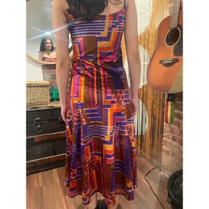American Vintage Vintage Psychedelic Geometric Velvet Maxi Dress Purple Orange thumbnail 6