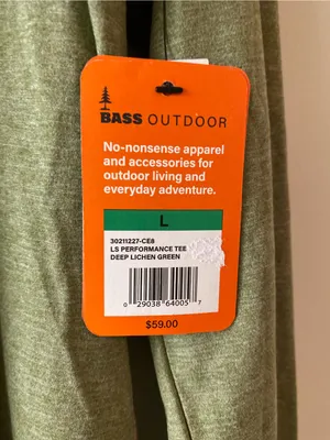 Bass Outdoor Olive Long Sleeve Crew Top with Pink Contrast Stitching thumbnail 4