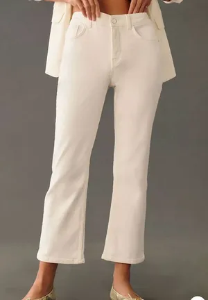 Pilcro The Yaya Mid-Rise Crop Flare Jeans 28 White Coastal thumbnail 1
