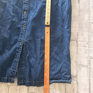 Expression Vintage Blue Denim Sleeveless Button Front Midi Dress Prairie Boho thumbnail 5