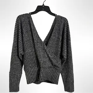 Express Charcoal V-Neck Sweater thumbnail 4