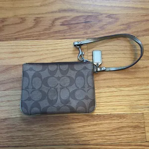 Coach Tan Signature Wristlet with Gold Accents thumbnail 6