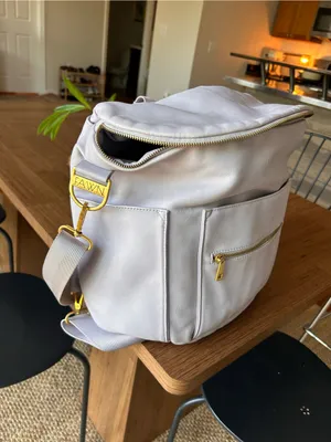 Fawn Design Lavender Leather Convertible Backpack Gold Hardware RARE flawed thumbnail 7