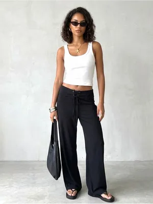 Princess Polly Raymonde Pants 6 Black Minimalist Linen Soft Girl Trendy Chic thumbnail 8