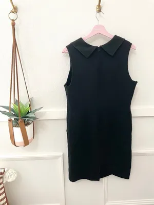 Carolina Herrera Black Collared Knit Dress Size 12 Mod 60's thumbnail 7