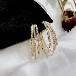 14K Gold Plated CZ Diamond Open Hoop Earrings for Women thumbnail 2