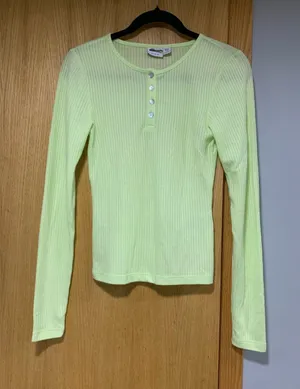 Noisy May Ribbed Long Sleeve Henley Top - Size XS thumbnail 1