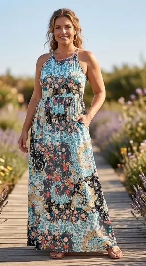 Annabelle‎ Women’s Maxi Dress Sz Small Babydoll Floral Textured $5 thumbnail 1