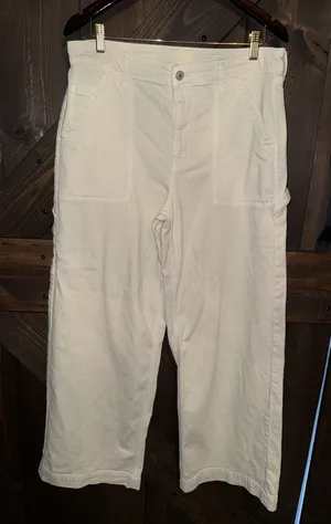 American Eagle AE Women's 14 Super High Rise Baggy Wide Leg Pant Stretch‎ Cream thumbnail 1