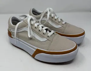 Vans Old Skool Stacked Canvas Platform Sneaker Oatmeal Beige Women Size 7 thumbnail 1