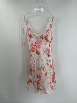 ZARA Safia Satin Floral Mini Dress Pink X-Small NWT thumbnail 3