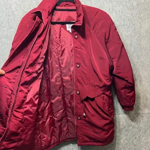 Vintage 90s Basic‎ Editions Winter Coat Puffer Quilted Lined Button Up Red Large thumbnail 7