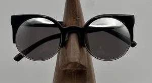 Black and Gold Round Sunglasses with Cat Eye Frame thumbnail 1
