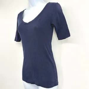 Ralph Lauren T-Shirt Womens SM Navy Blue Scoop Neck Pony Preppy Classic Slim Fit thumbnail 3