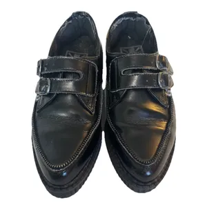 T.U.K Viva Mondo Cow Hair Leather Pointed Creeper Black Shoes Double Buckle 3/5 thumbnail 3