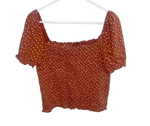 American eagle rust red ruched crop top country western size large NWT N thumbnail 3