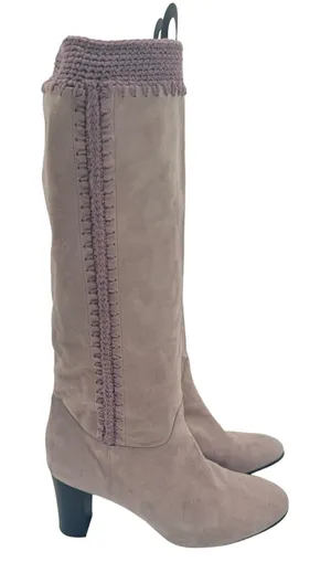 Hugo Boss Italian Suede Leather Crochet Lavender Pull On Designer Boots EU39 thumbnail 1
