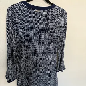 MICHAEL Michael Kors Graph Mamba Flounce Dress Small Navy White Bell Sleeve thumbnail 8