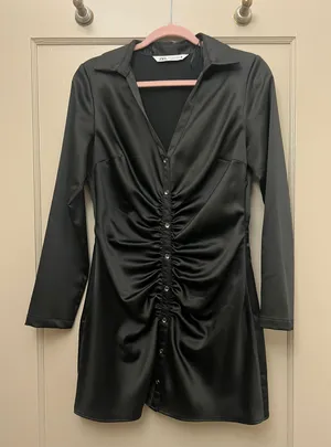 ZARA Satin Long Sleeve Dress thumbnail 4