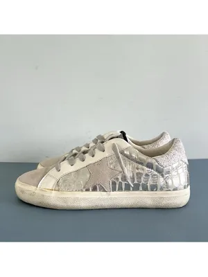 Vintage Havana Ingrid Low Top Sneakers Wild Croc Silver Metallic Fashion Size 8‎ thumbnail 5