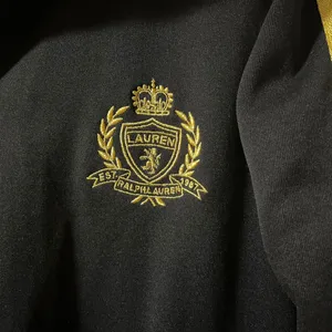 Lauren Ralph Lauren Active Jacket Women's‎ L Black Metallic Gold Crest Trim thumbnail 3