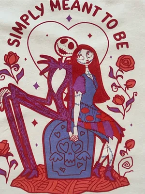 Disney parks Nightmare Before Christmas Jack & Sally Pastel Pink Crop Tee Small thumbnail 3