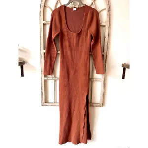 Aritzia‎ Wilfred Maeve Midi Bodycon Dress Size Large Brown Scoop Neck thumbnail 5