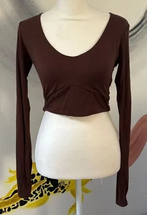 Naked wardrobe long sleeve crop top. Size Small. thumbnail 1