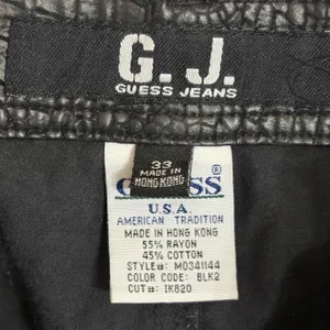 Vintage Guess Jeans 1990s Black Crocodile Embossed Faux Leather Pants Size 33 thumbnail 9