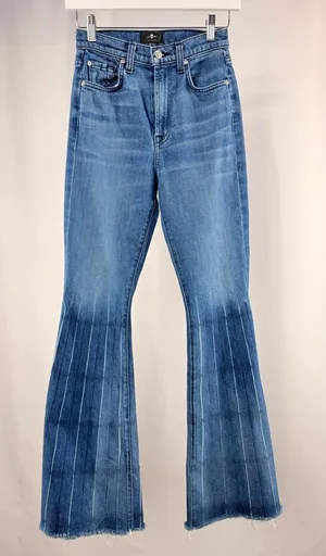 7 For All Mankind Flare Jeans in Blue with Stripes‎ Size 25 thumbnail 1