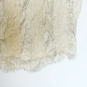 Cejon Silver Sequin Metallic Striped Woven Ivory Scarf Shawl Wrap Womens NWOT thumbnail 5