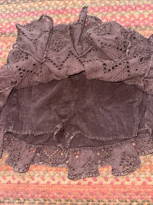 FREE PEOPLE BROWN Mauve Eyelet Mini Skirt SKORT asymmetrical thumbnail 4