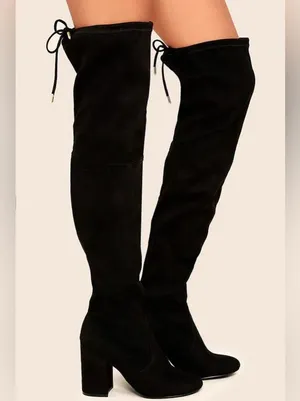 Steve Madden Norri Suede Over-the-Knee Boots, Black, Size 6, EUC thumbnail 2