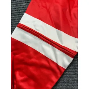 Red Varsity Crewneck Sweatshirt White Sleeve Stripes Sporty Fleece Casual Small thumbnail 3