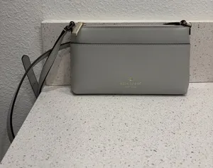 Kate Spade Grey Leather Crossbody Purse Women’s EUC thumbnail 1