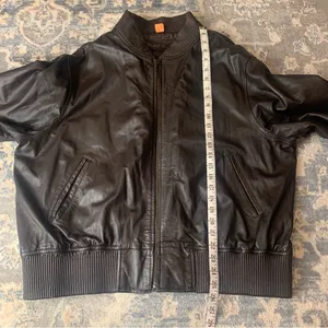 Brown Real Leather Bomber Jacket XL thumbnail 6
